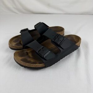 Birkenstock Black Leather Two Strap Slip On Sandal Size‎ 41